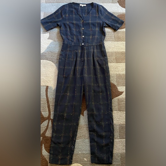 Polagram Color Outside the Lines Navy Grid Men’s Wear Boucle Thread Jumpsuit - Picture 3 of 8